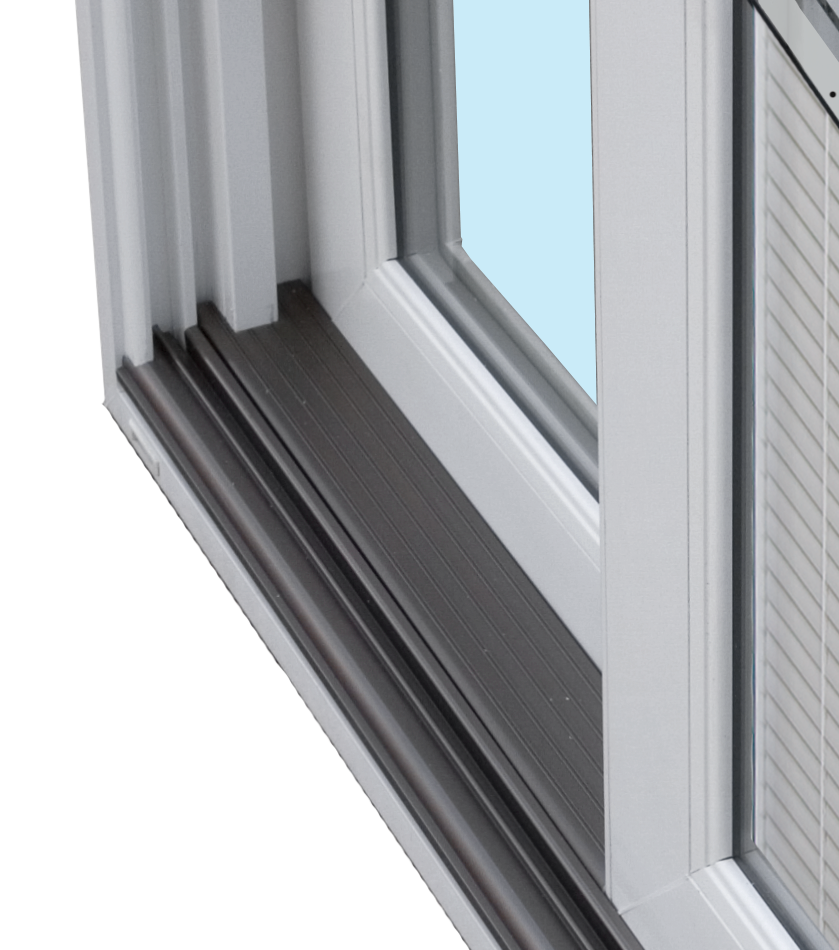 OKNA patio door aluminum track and threshold detail