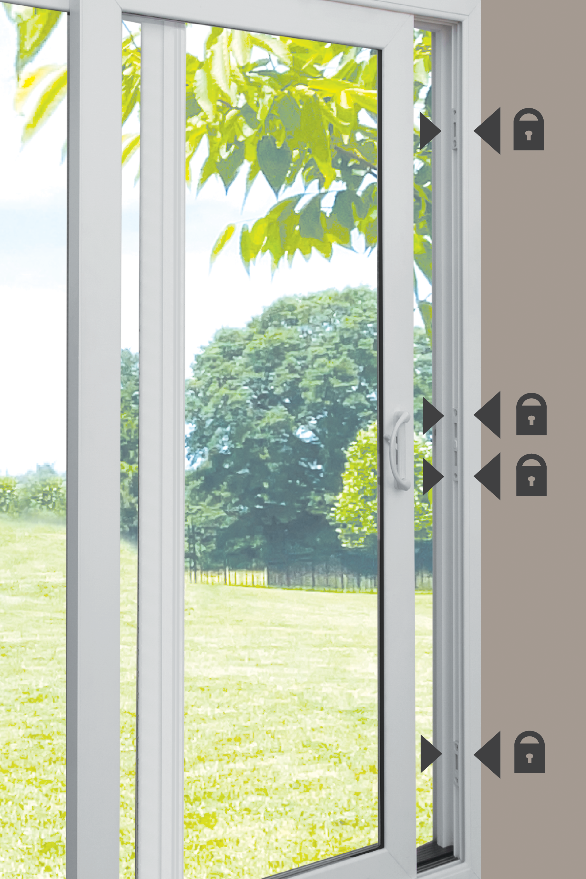OKNA optional four-point patio door locking system detail