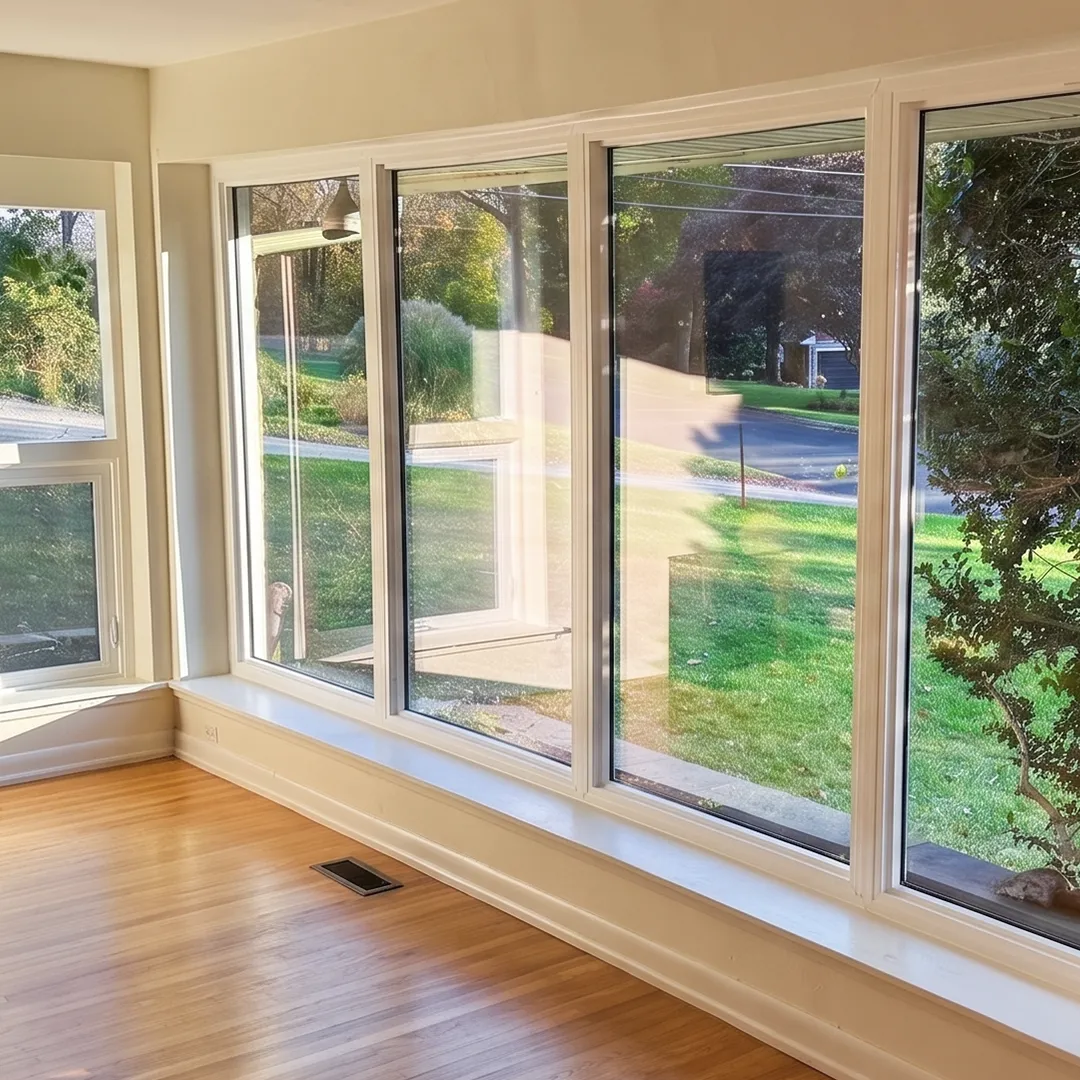 Sunroom after installing bright white replacement windows