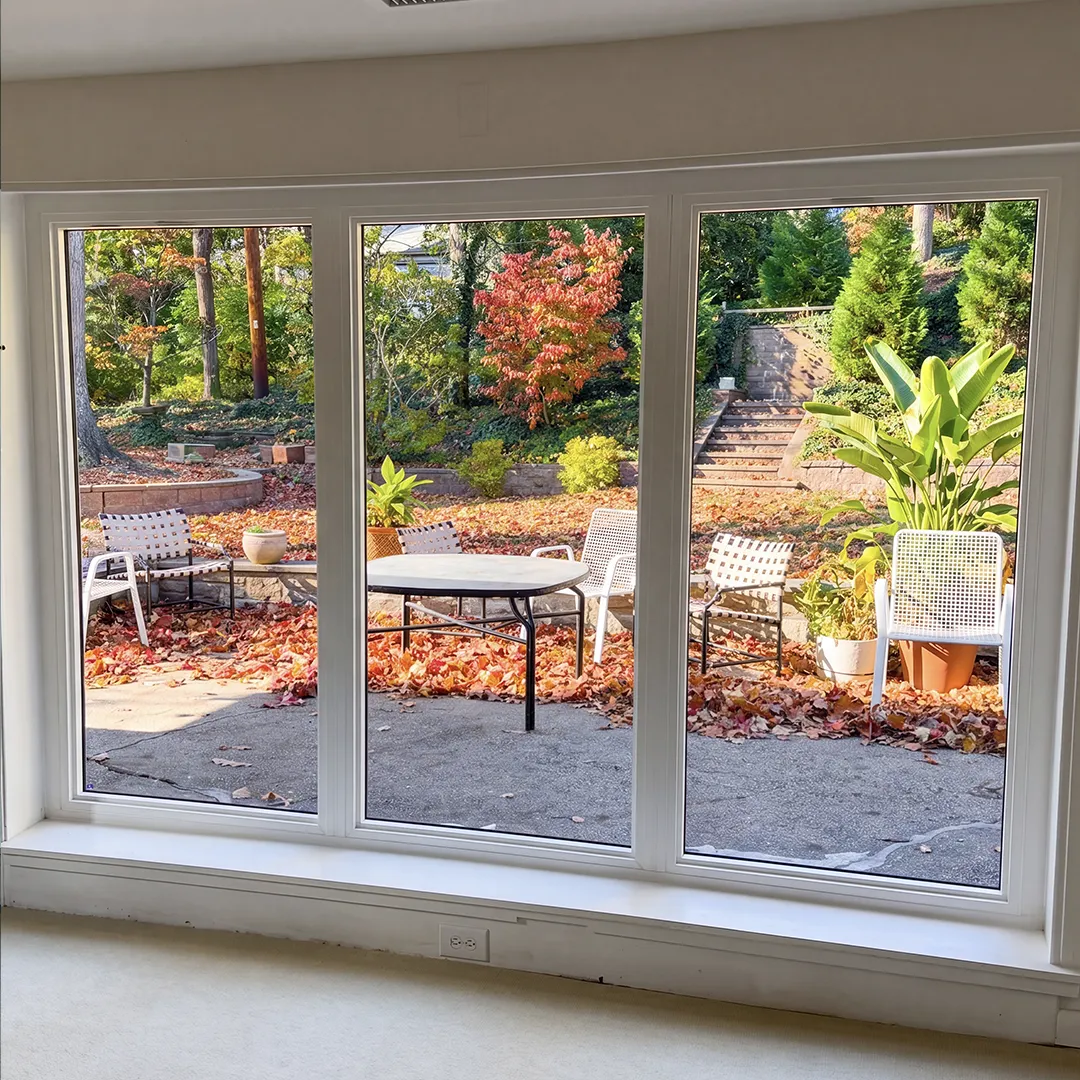 Patio opening after installing a white sliding glass door