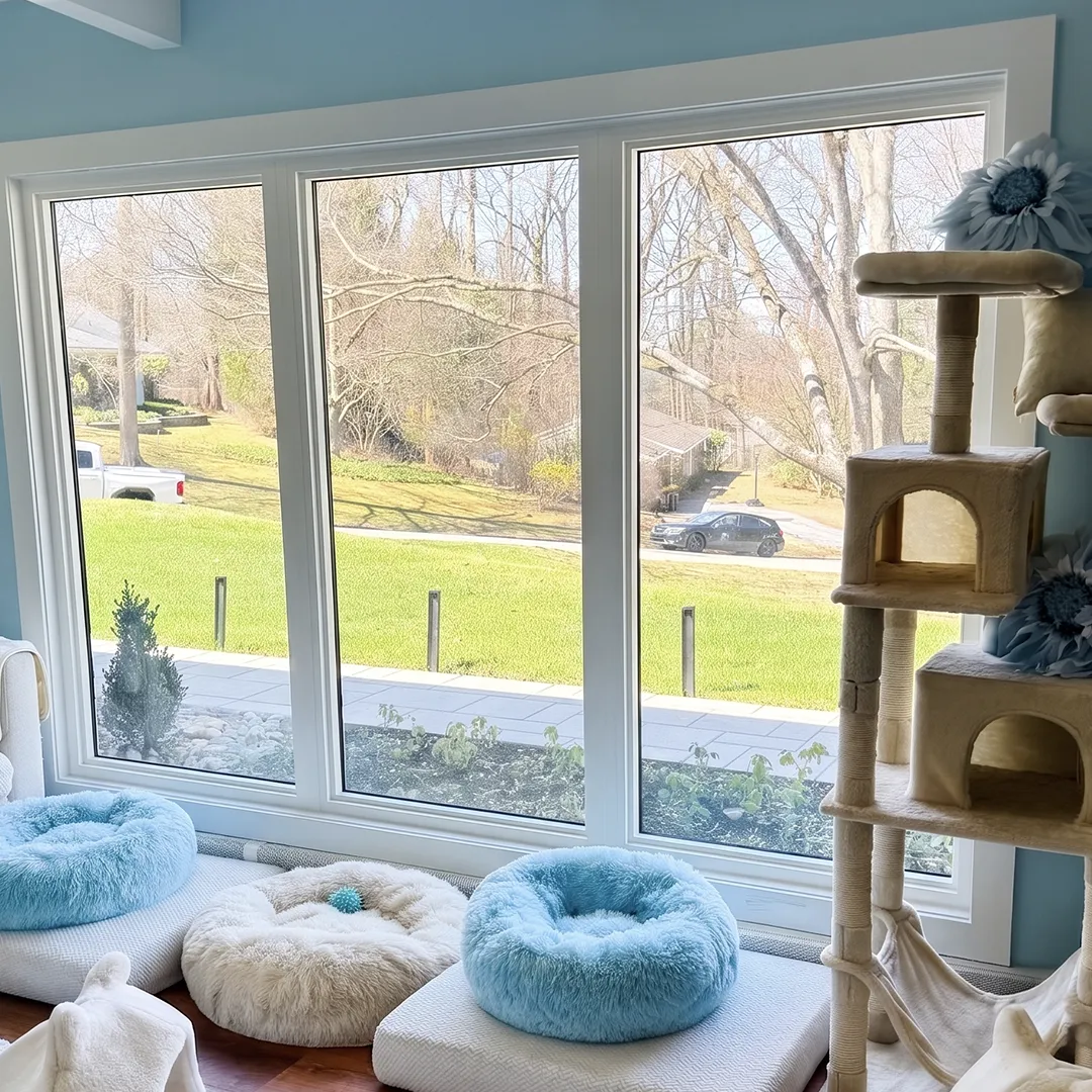 Large living room window after installing white replacement units