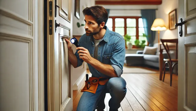A guy checking a door