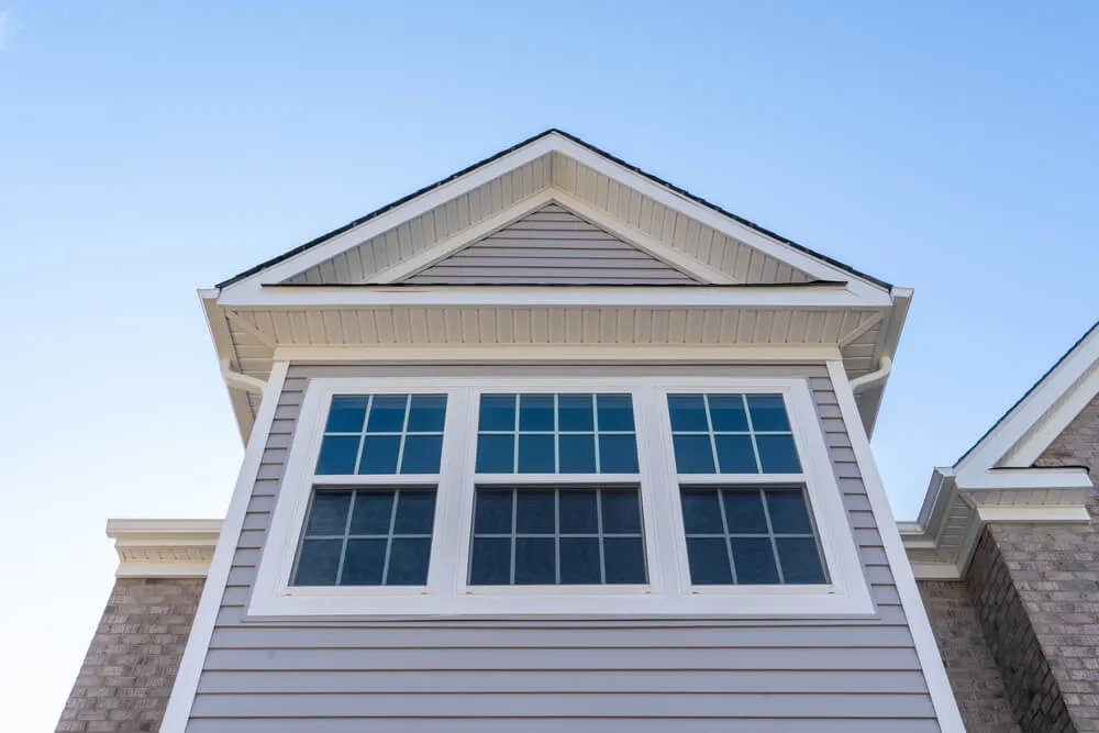 Double hung windows on a suburban home