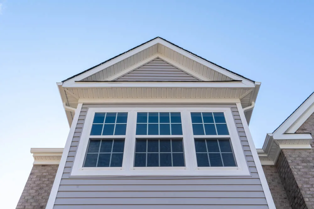 Double hung windows on a suburban home