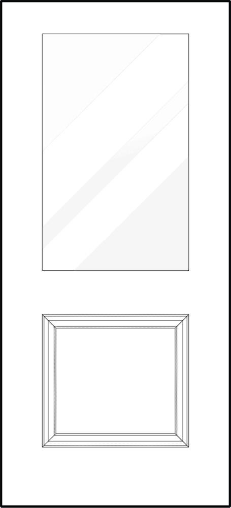 Heritage fiberglass entry door style 430-1P panel sketch