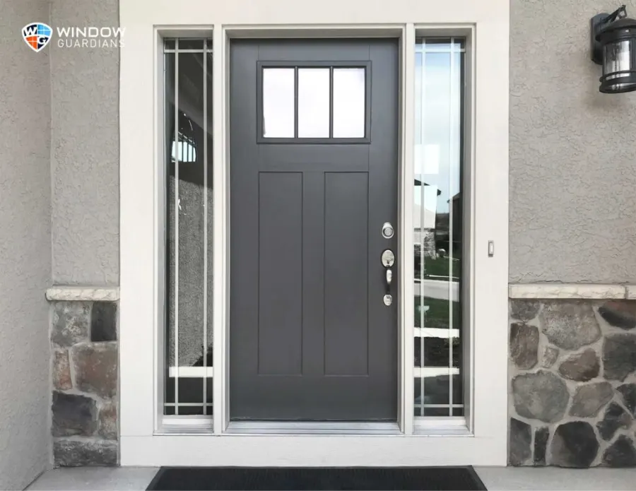Residential door replacement detail with glass sidelites