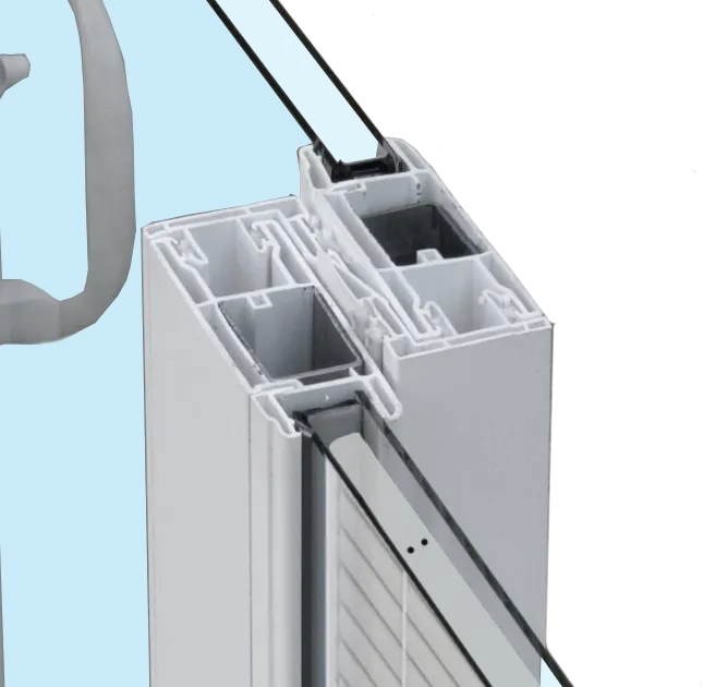 OKNA patio door interlocking meeting rail detail