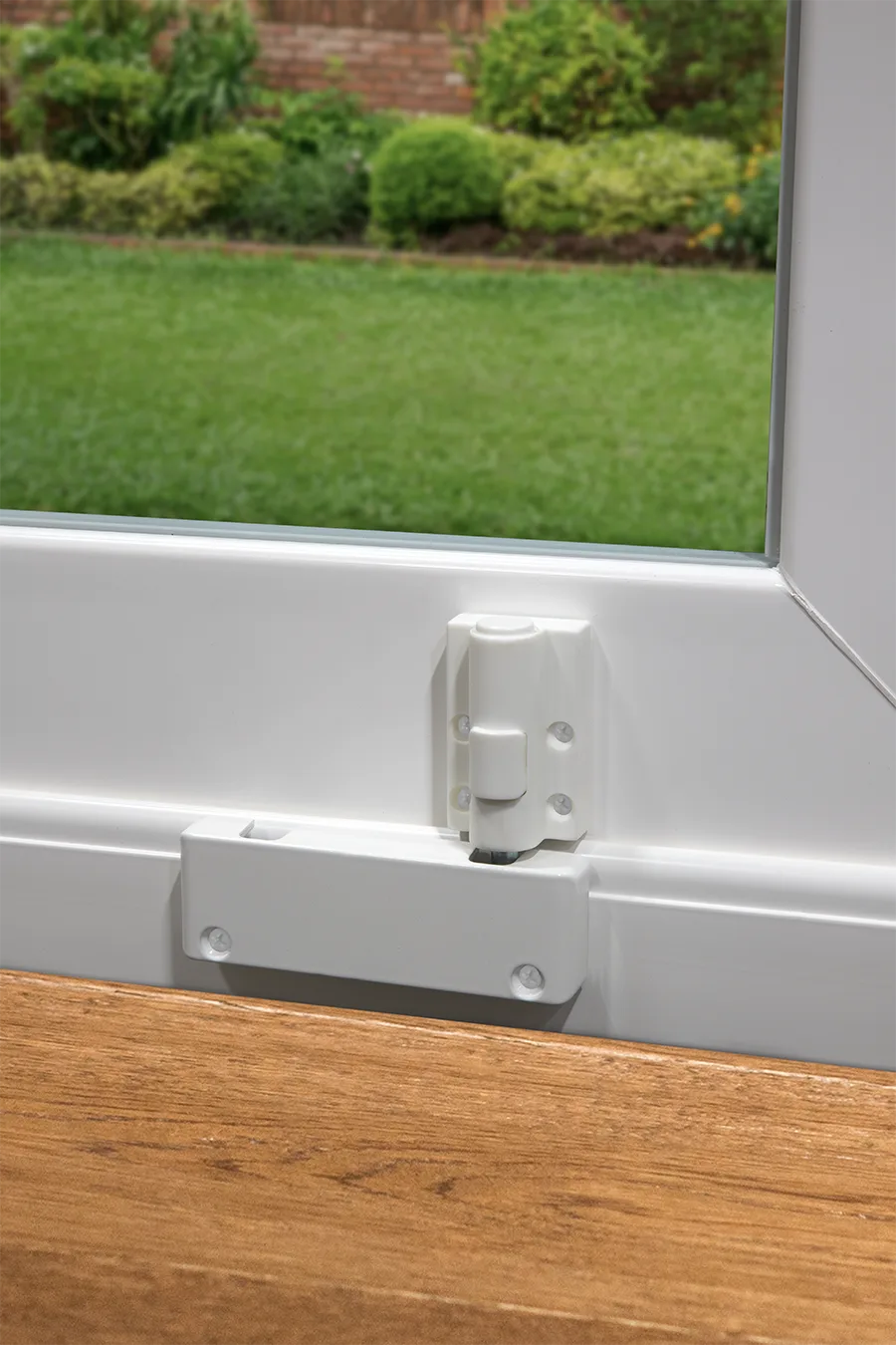 OKNA patio door push-button foot lock