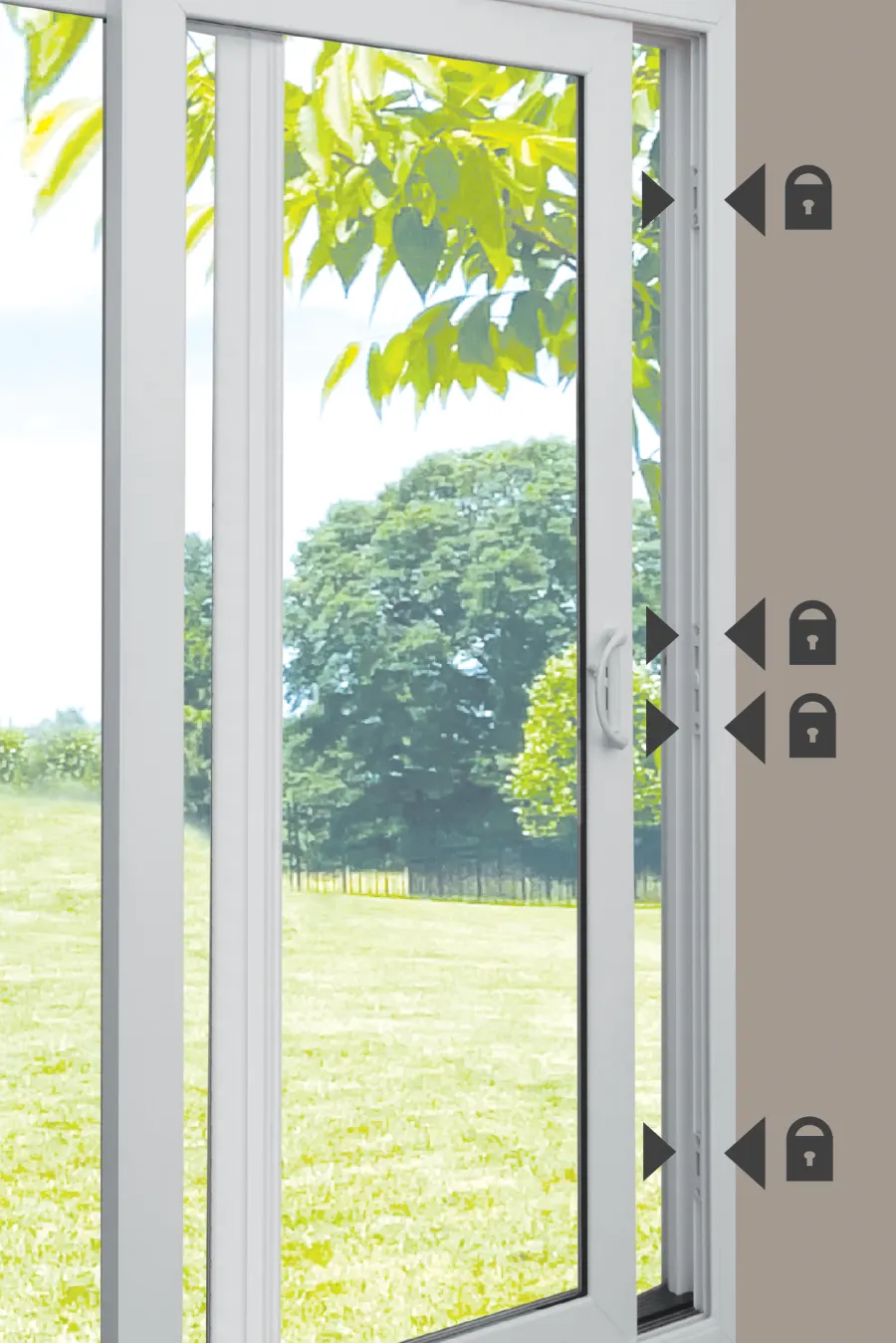 OKNA optional four-point patio door locking system detail