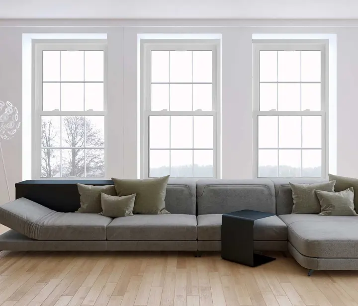 OKNA 800 Series double hung installed window detail