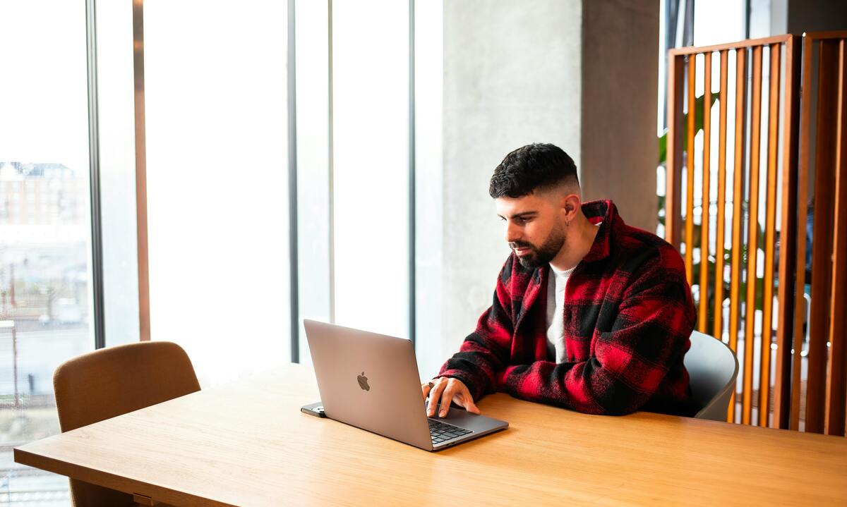 A man using a laptop